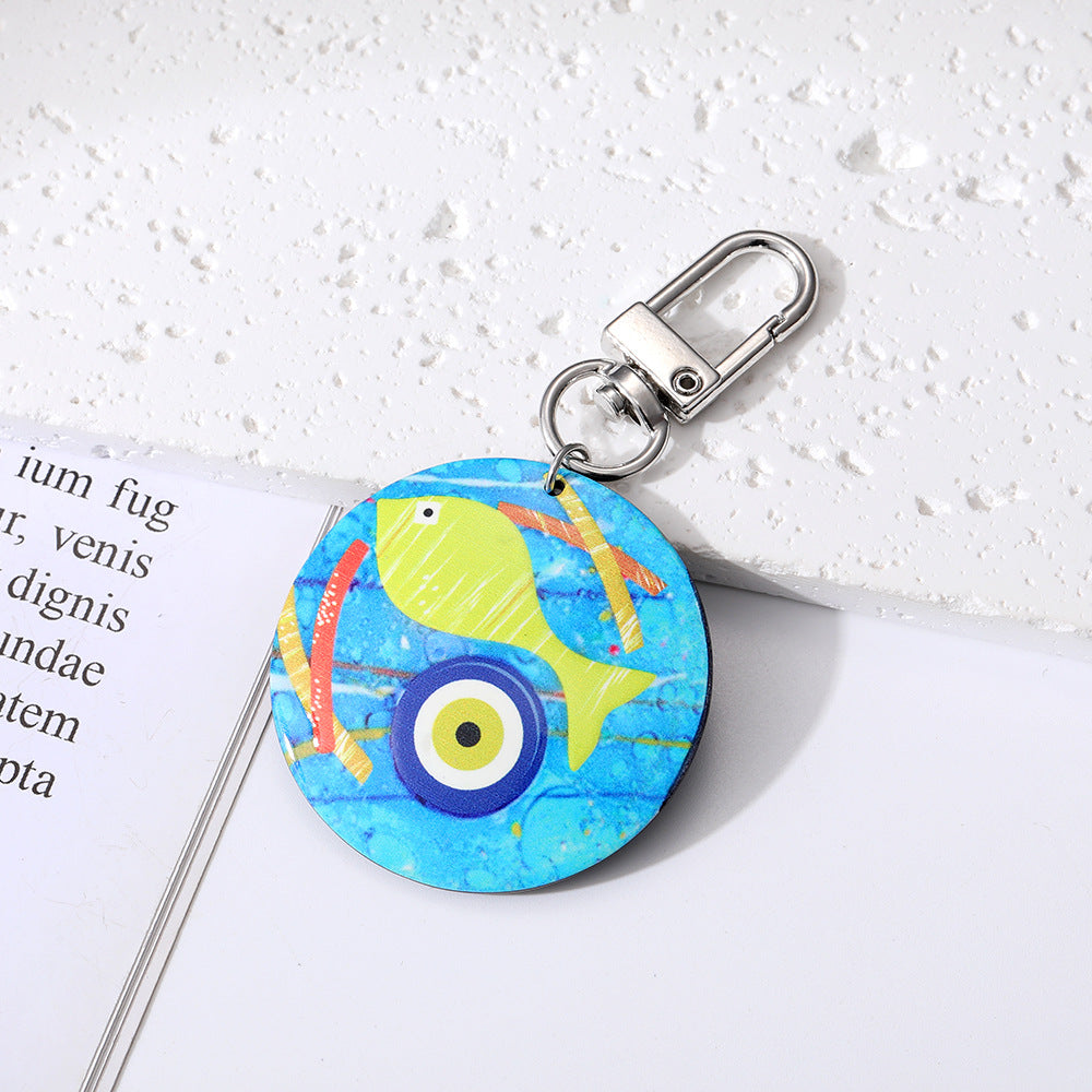 Wholesale 5pcs/pack Bohemian Devil's Eye Plate Keychain
